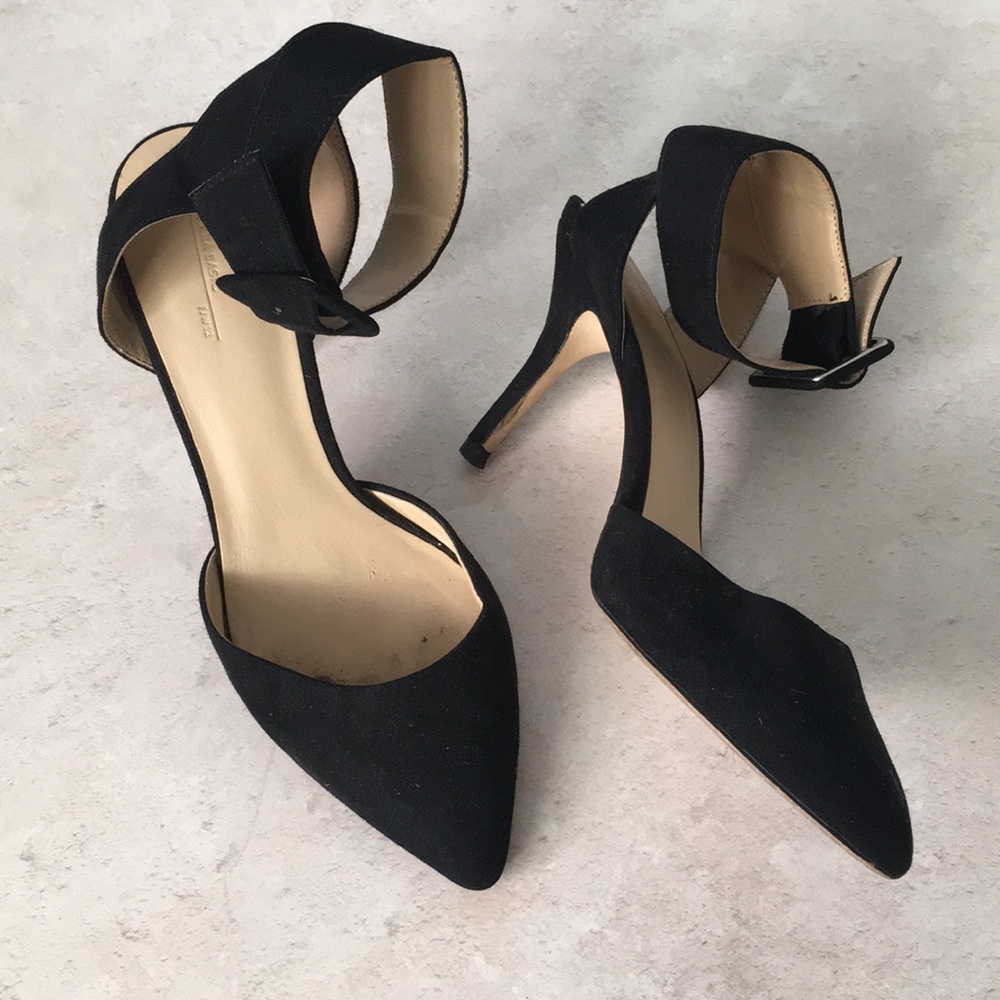 Zara Ankle Strap Black Heels